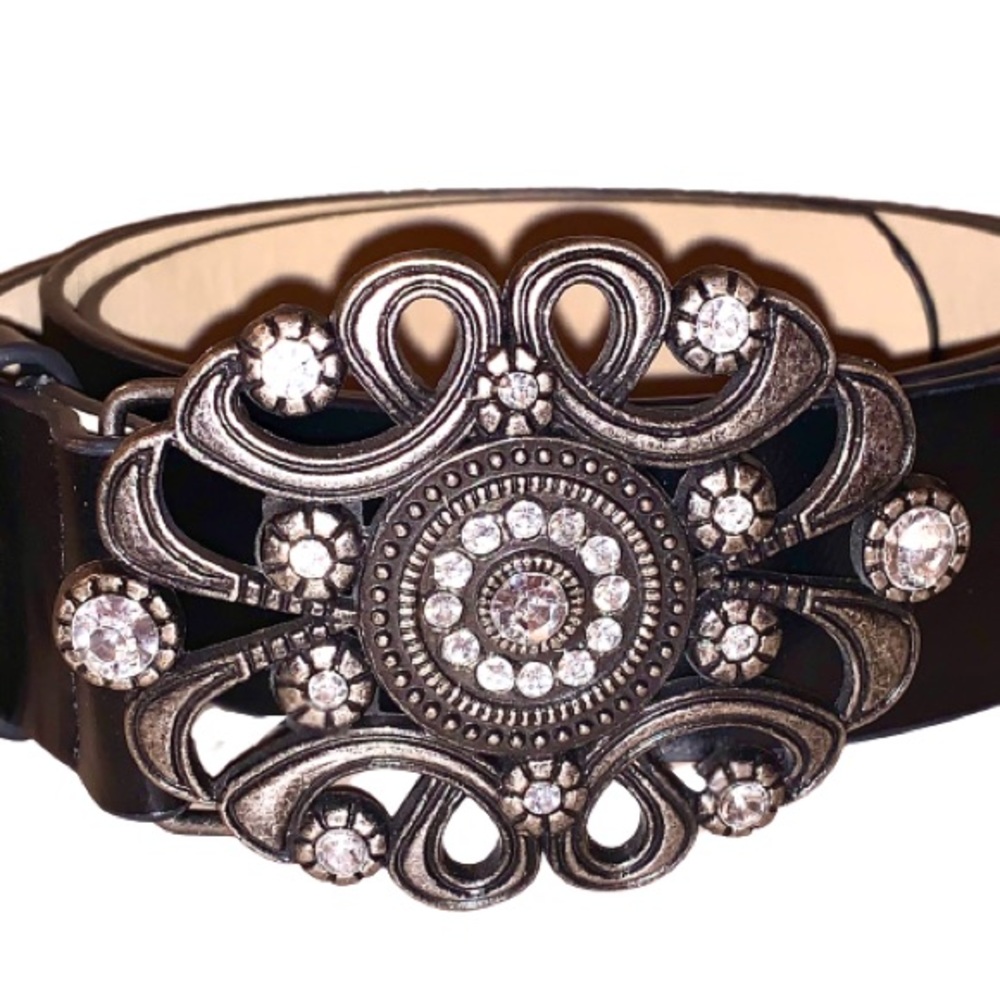 Elegant Black Belt with Crystal Accents